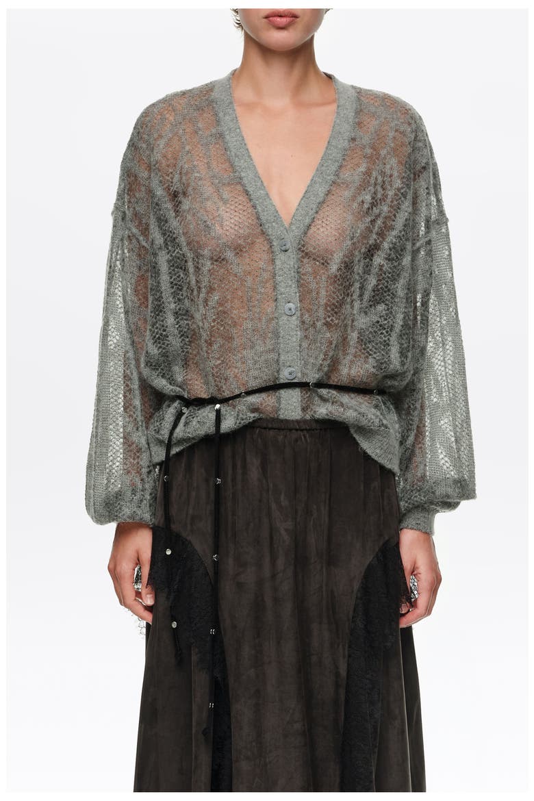 Mohair Openwork Cardigan, Main, color, MELANGE GREY