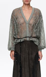 BIMBA Y LOLA Mohair Openwork Cardigan