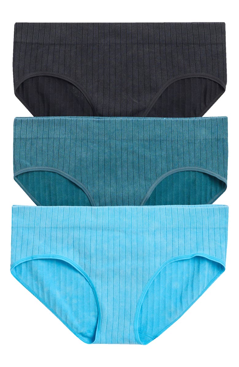NORDSTROM RACK Assorted 3-Pack Ribbed Hipster Briefs, Alternate, color, 