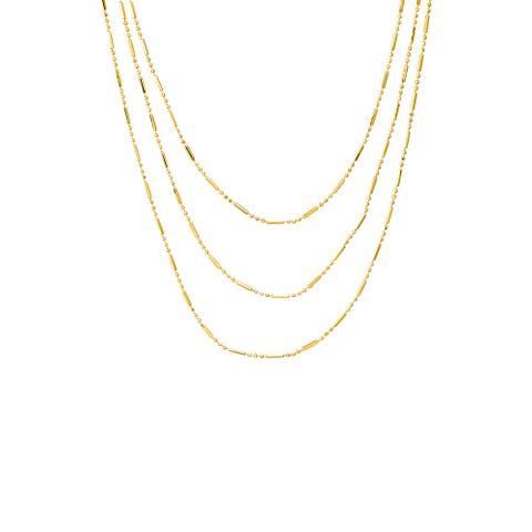 Solid Bar X Ball Chain Necklace Combo Set