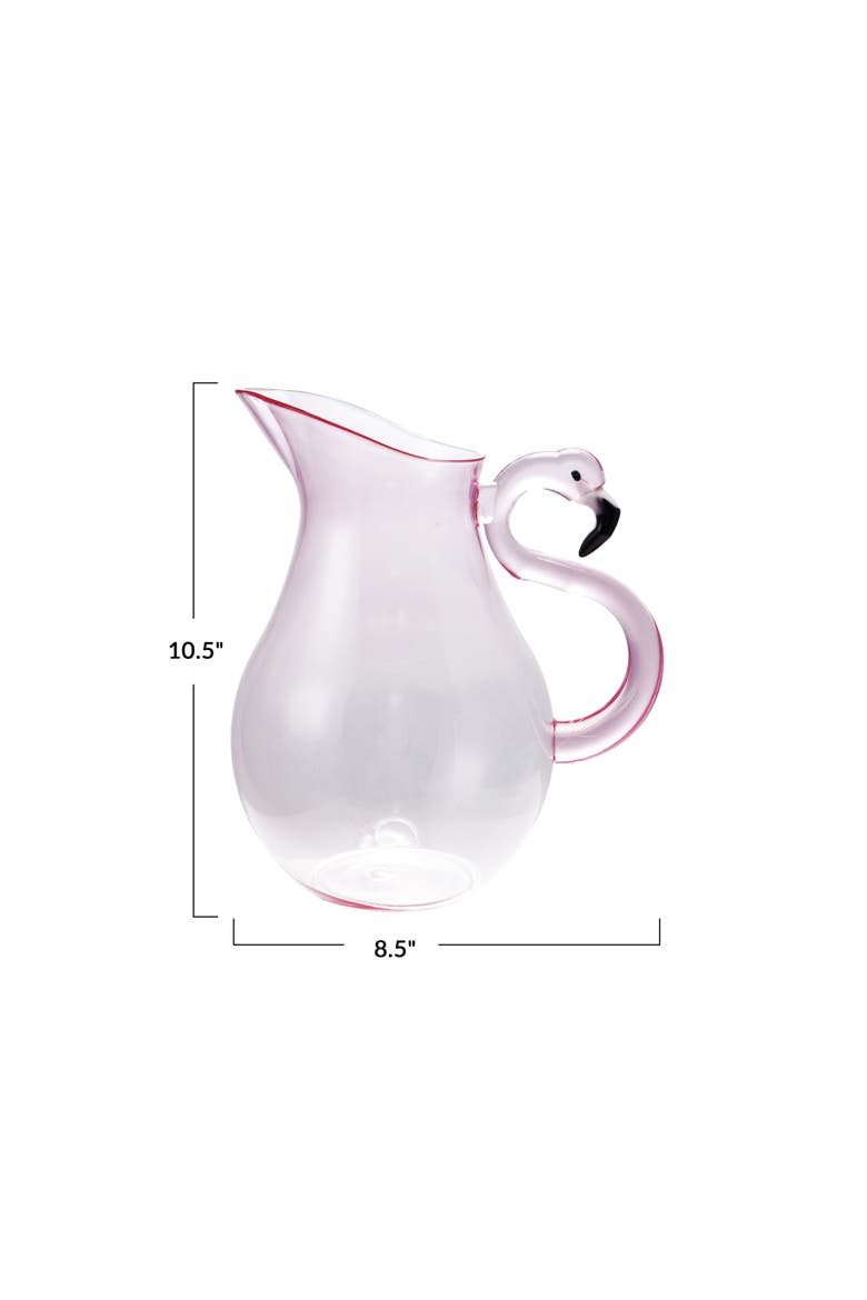Pitcher with Flamingo Handle, Alternate, color, Pink