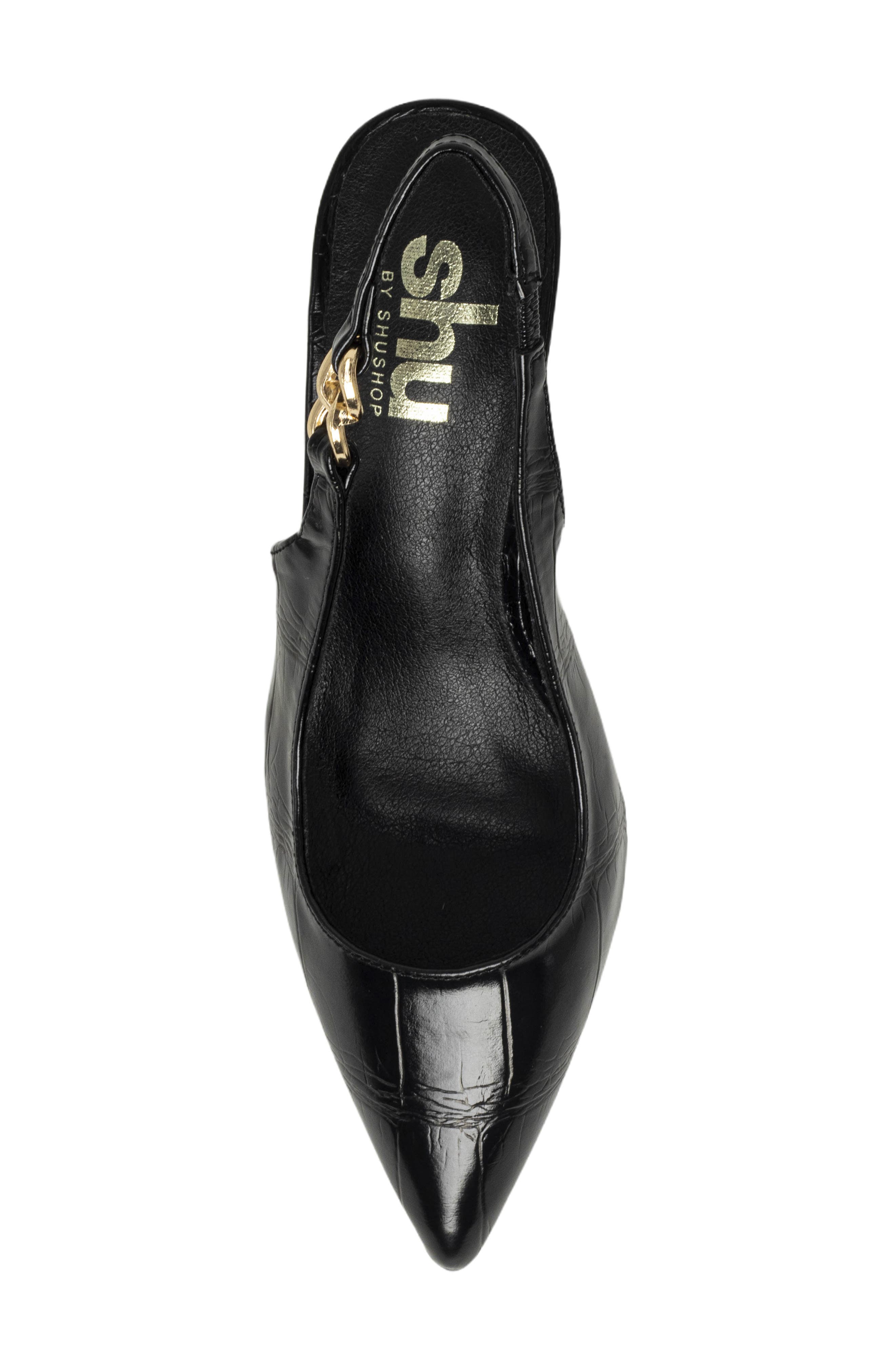 Nigella Pointed Toe Slingback Pump, Alternate, color, BLACK CROCO