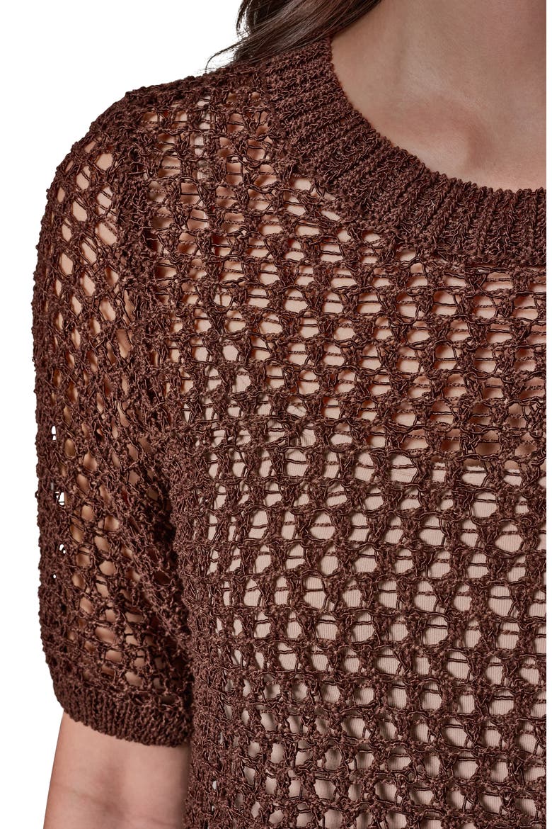 Open Knit Crewneck Sweater, Alternate, color, CANYON