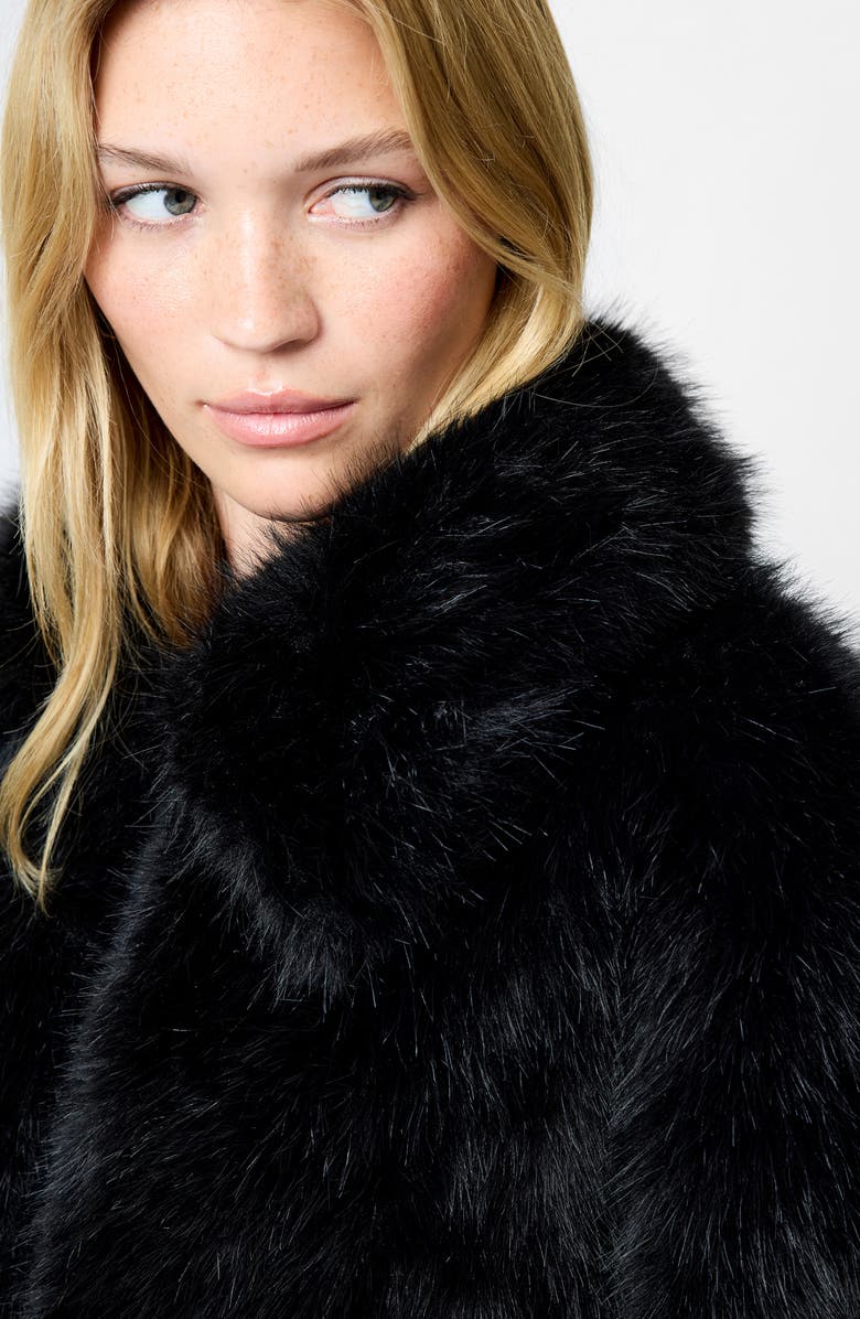 French Connection Rena Faux Fur Crop Jacket, Alternate, color, Black
