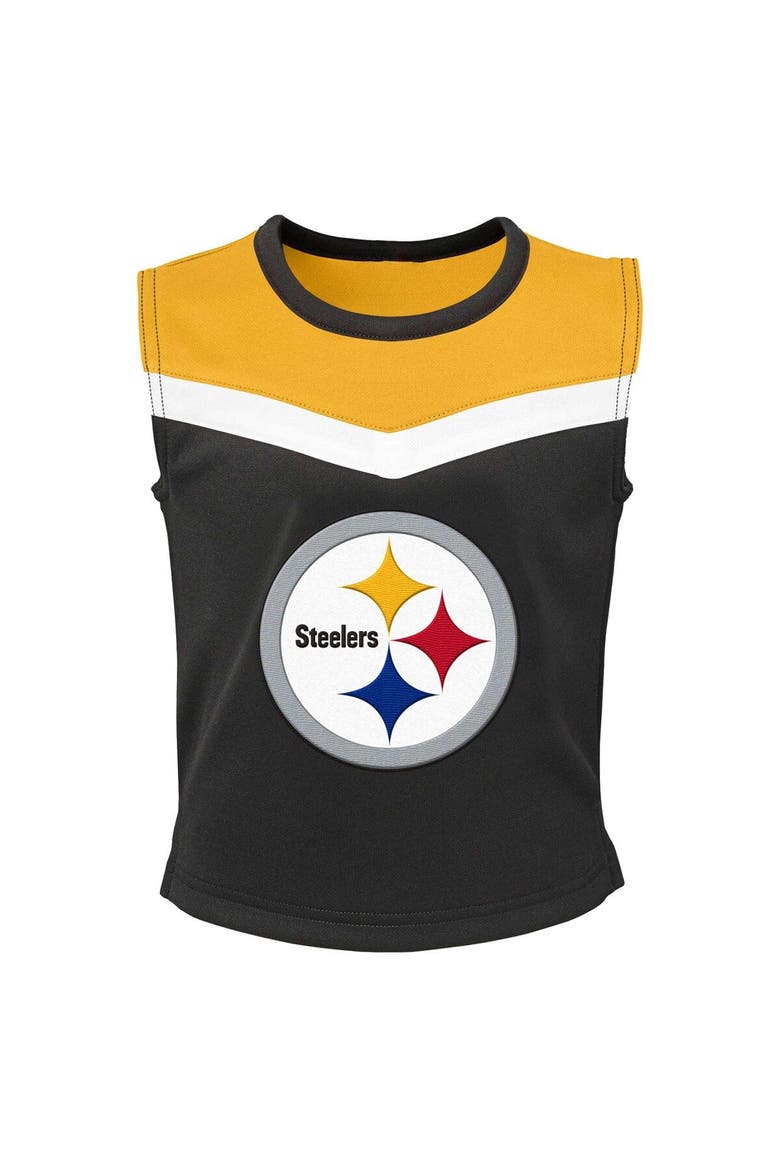 Girls Youth Black Pittsburgh Steelers Spirit Two-Piece Cheerleader Set, Alternate, color, Black