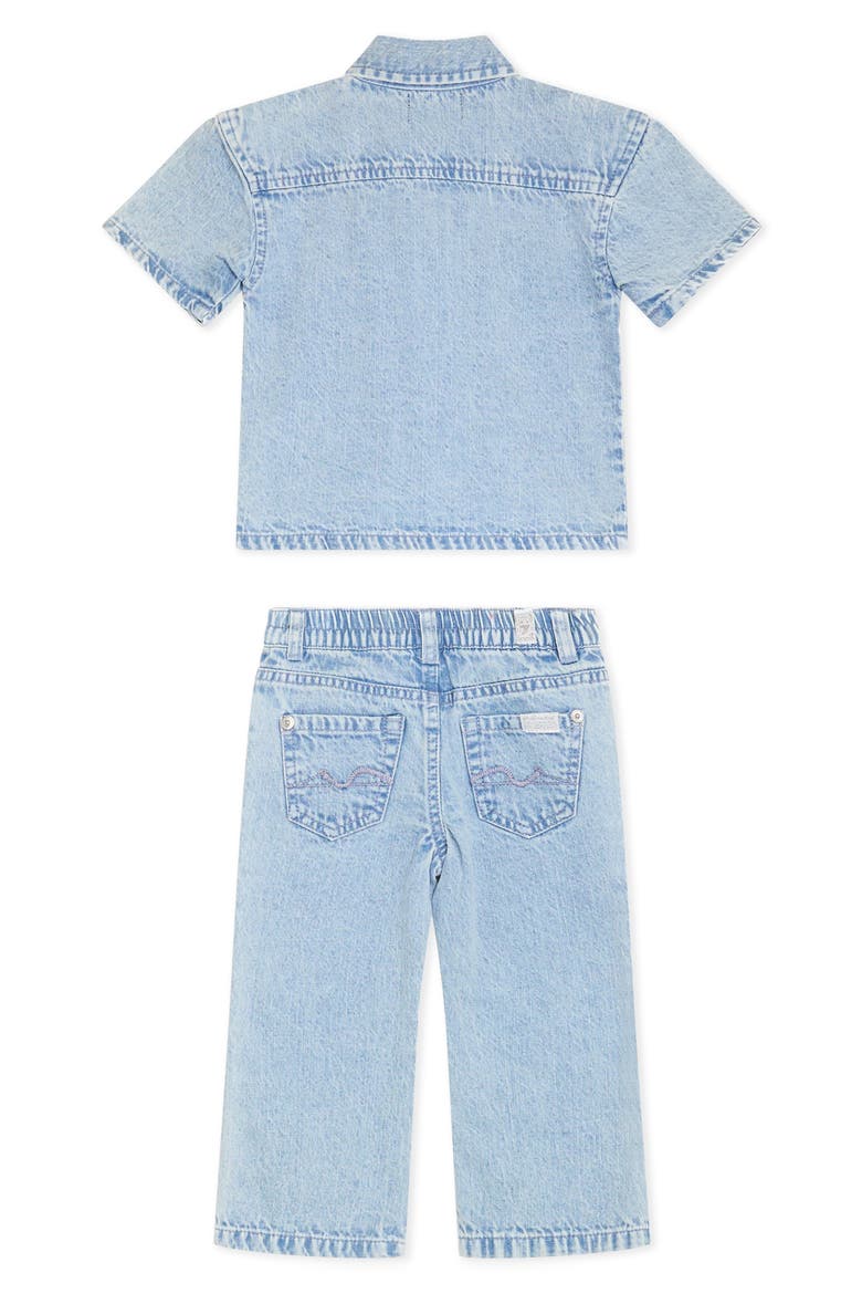 Kids' Denim Top & Heart Patch Jeans, Alternate, color, LIGHT VINTAGE