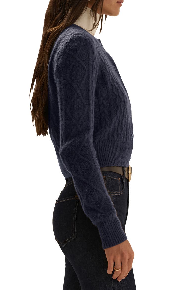 The Eleanor Merino Wool & Cashmere Blend Crop Cardigan, Alternate, color, NAVY