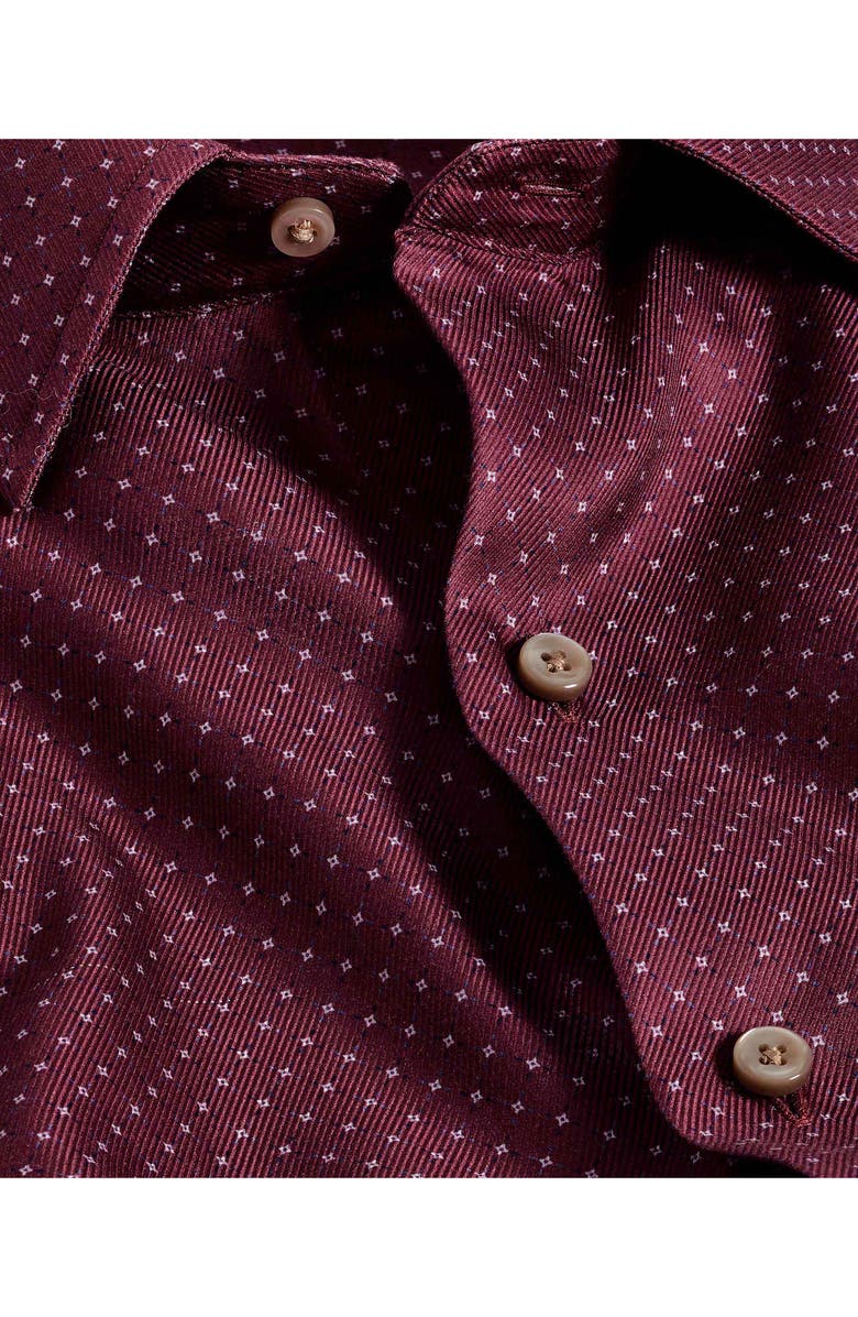 David Donahue Micro Print Sport Shirt, Alternate, color, Merlot