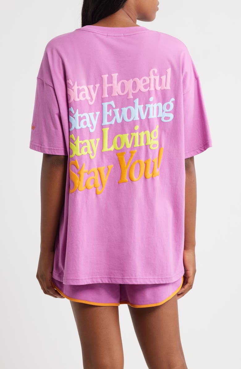 THE MAYFAIR GROUP Stay You Embroidered Oversize T-Shirt, Alternate, color, Pink