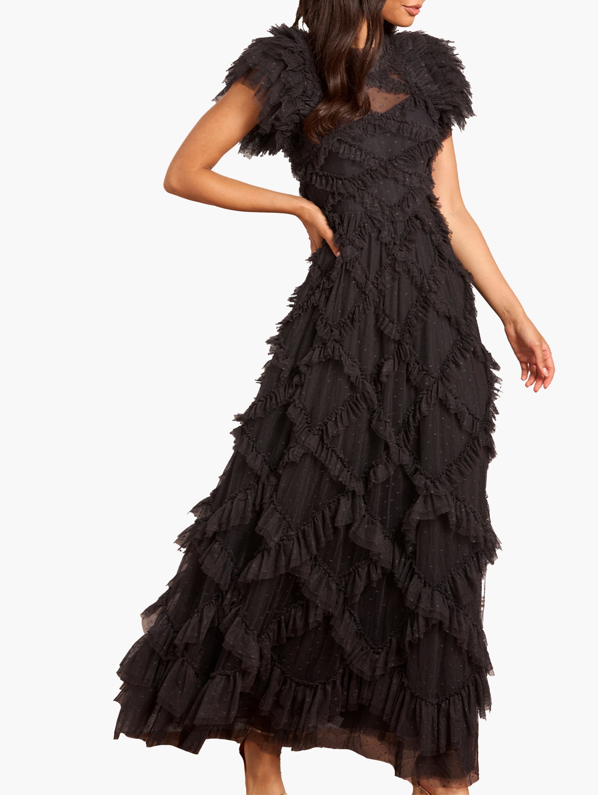 Genevieve Ruffle Short Sleeve Maxi Gown