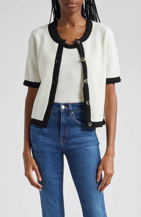 Veronica Beard Neroli Short Sleeve Cotton Cardigan