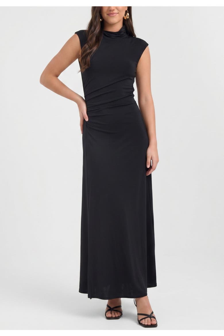 Ramy Mock Neck Maxi Dress, Main, color, Black