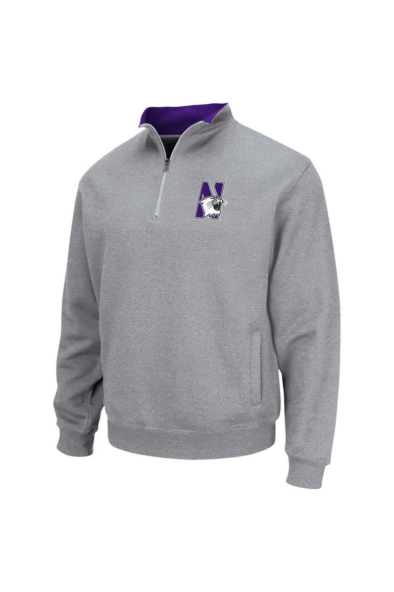 Men's Colosseum Heathered Gray Northwestern Wildcats Tortugas Team Logo Quarter-Zip Jacket, Alternate, color, Heather Gray