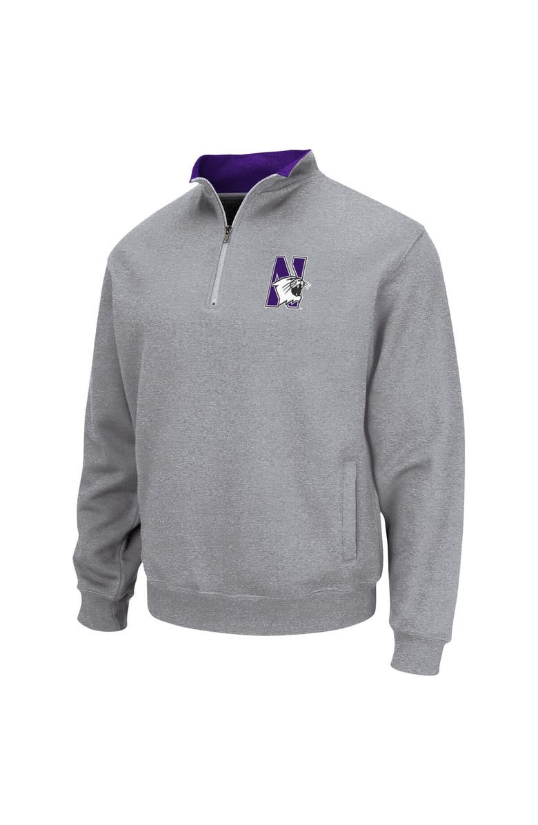 COLOSSEUM Men's Colosseum Heathered Gray Northwestern Wildcats Tortugas Team Logo Quarter-Zip Jacket, Alternate, color, Heather Gray