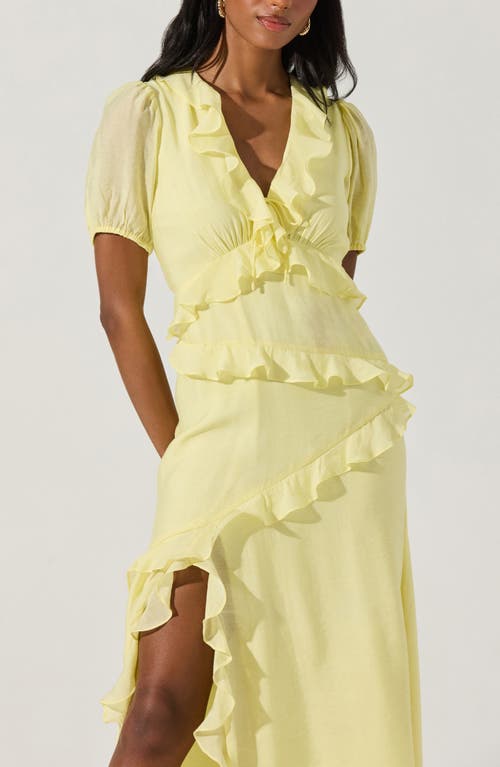 Astr The Label Ruffle Midi Dress In Butter Yellow