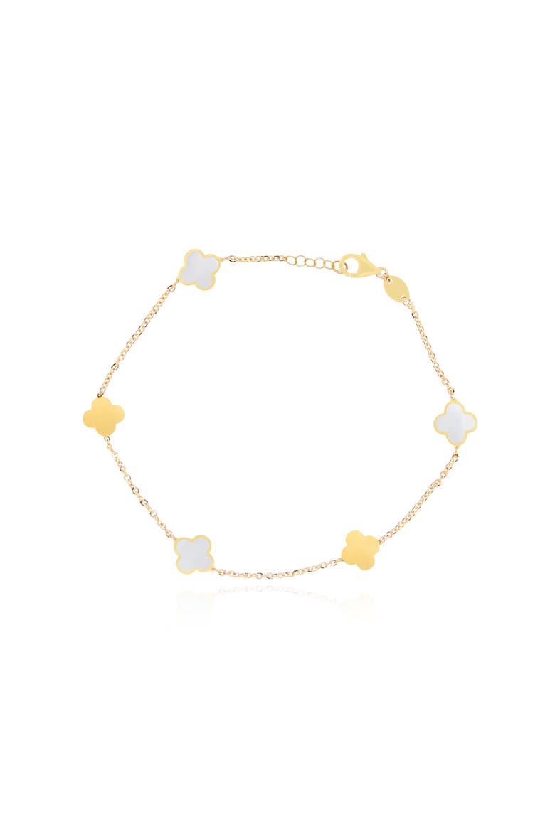 Mini Mother of Pearl and Gold Clover Bracelet, Main, color, Mother of Pearl and Gold