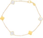 The Lovery Fine Jewelry Mini Mother of Pearl and Gold Clover Bracelet