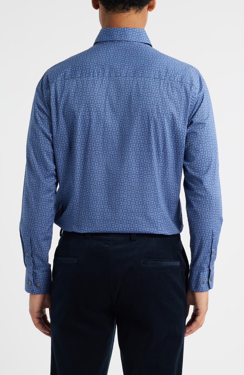 Jack Victor Geo Print Stretch Cotton Button-Up Shirt, Alternate, color, Navy