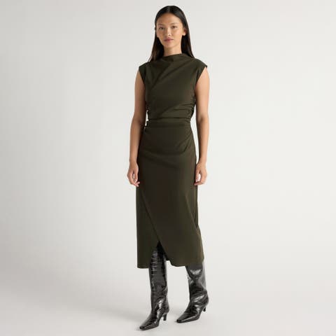 Manon Asymmetric-Neck Ruched Dress