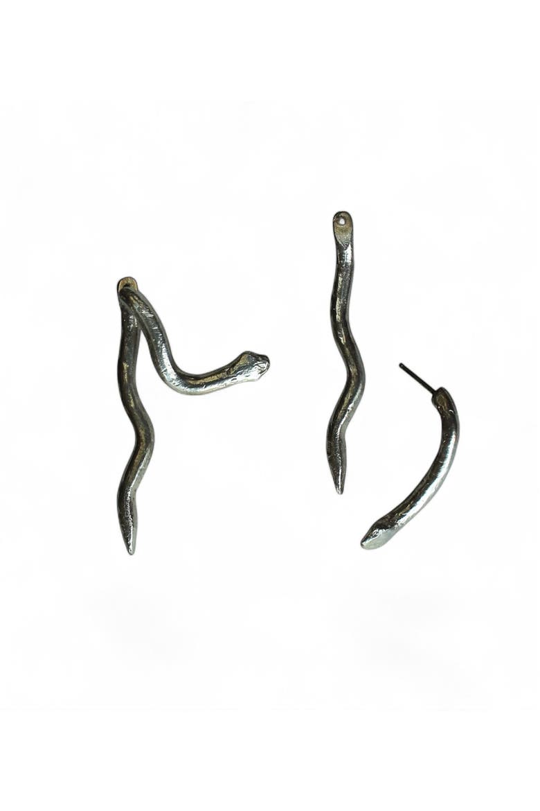 Silver Serpent Earrings, Main, color, Sterling Silver
