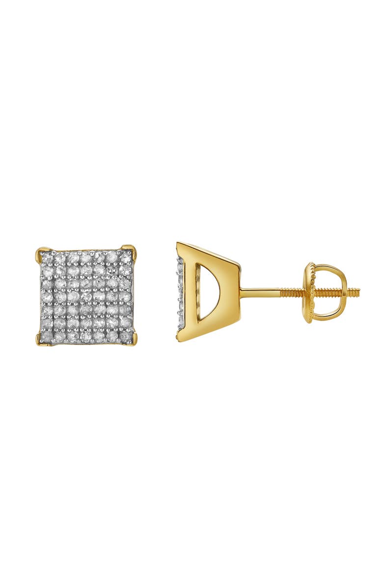 LuvMyJewelry Virelda 10K Yellow Gold Cluster Diamond Unisex Earrings - 0.3 Cts, Alternate, color, 10K Yellow Gold