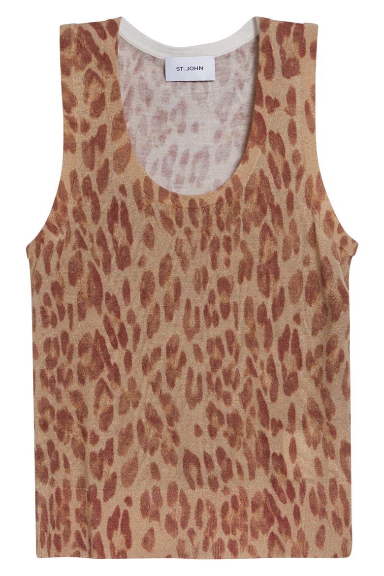 Fine Gauge Leopard Print Wool Blend Sweater Vest, Alternate, color, RUST MULTI ANIMAL PRINT