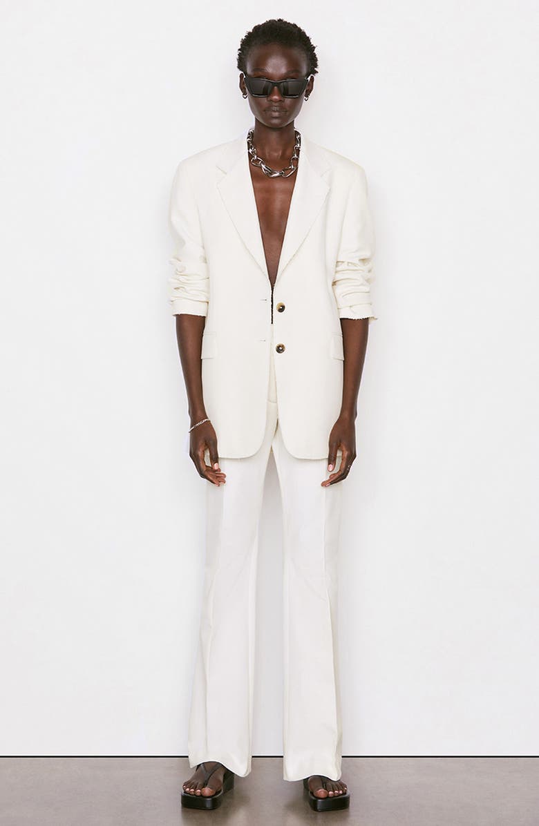 FRAME Le High Flare Stretch Cotton Trouser Pants, Alternate, color, Blanc