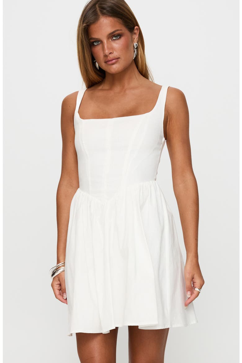 Martie Stretch Cotton Fit & Flare Minidress, Alternate, color, WHITE