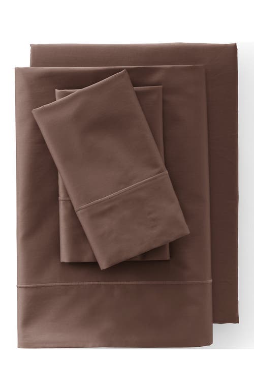 Lands' End 400 Thread Count Premium Supima Cotton No Iron Sateen Bed Sheet Set In Brown