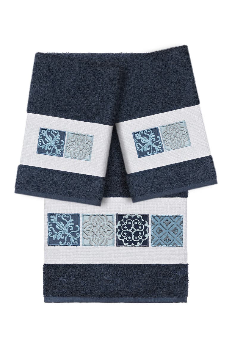 Vivian 3-Piece Embellished Towel - Midnight Blue, Main, color, MIDNIGHT BLUE