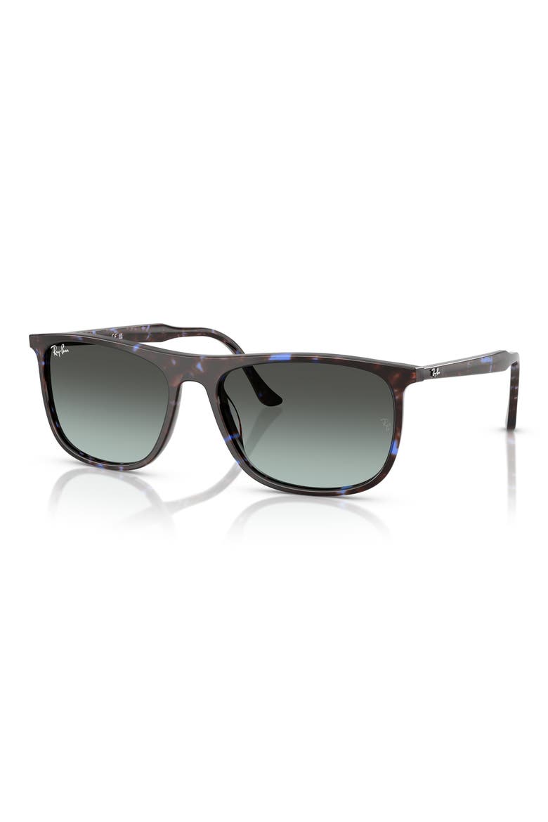 58mm Gradient Rectangular Sunglasses, Alternate, color, BLUE HAVANA