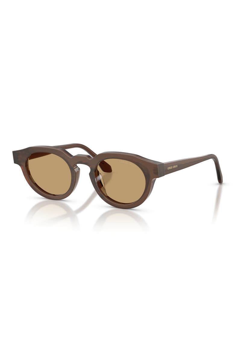 47mm Round Sunglasses, Alternate, color, BRUSHED BROWN / BROWN