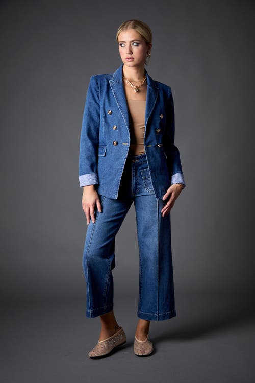 Blue Revival Blake Double Breasted Blazer In Medium Stonewash In Blue