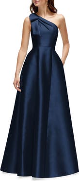 Alfred Sung One-Shoulder A-Line Gown