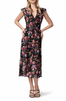 PAIGE Paradis Ruffle Silk Midi Dress