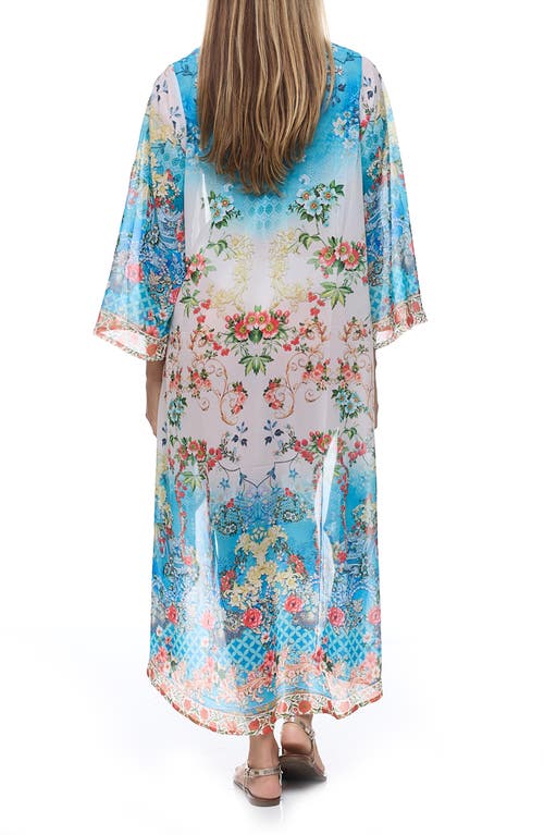 Ranee's Ranees Floral Cover-up Duster In Blue