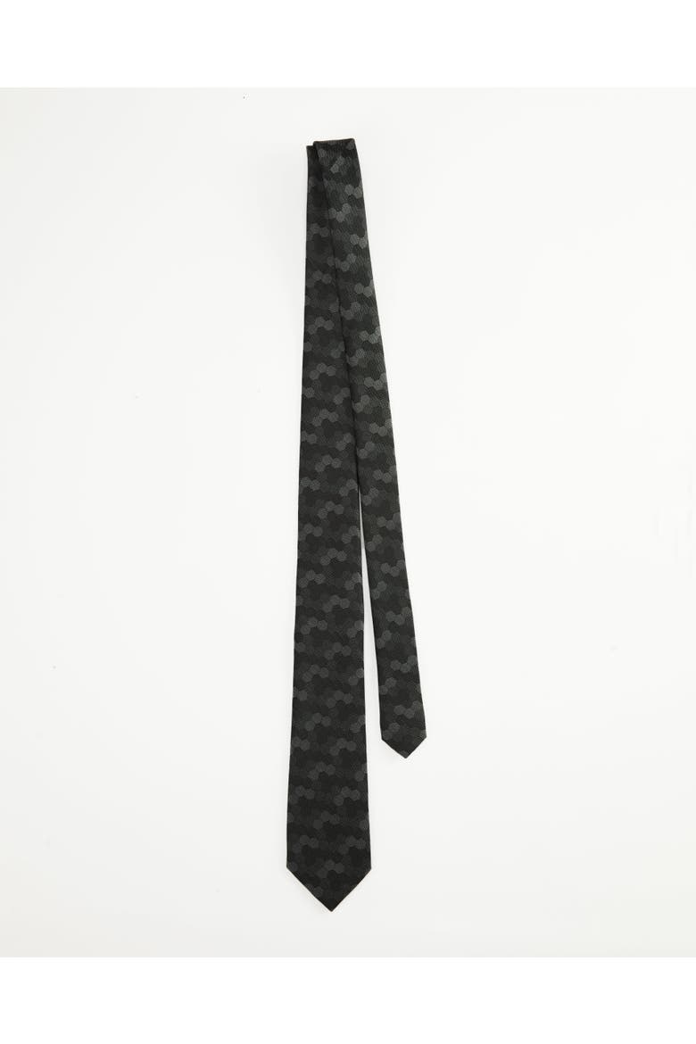Hexloop Silk Jacquard Tie, Alternate, color, Charcoal