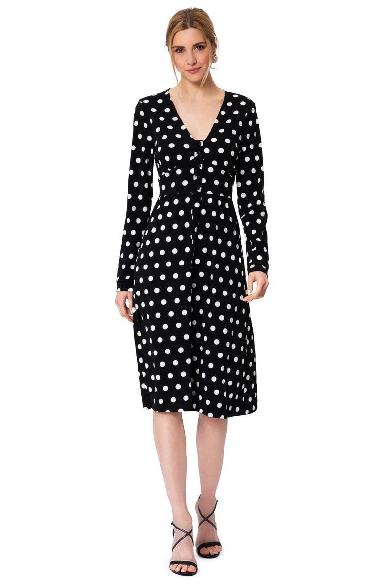 Leota Juliana Polka Dot Long Sleeve Midi Dress, Alternate, color,
