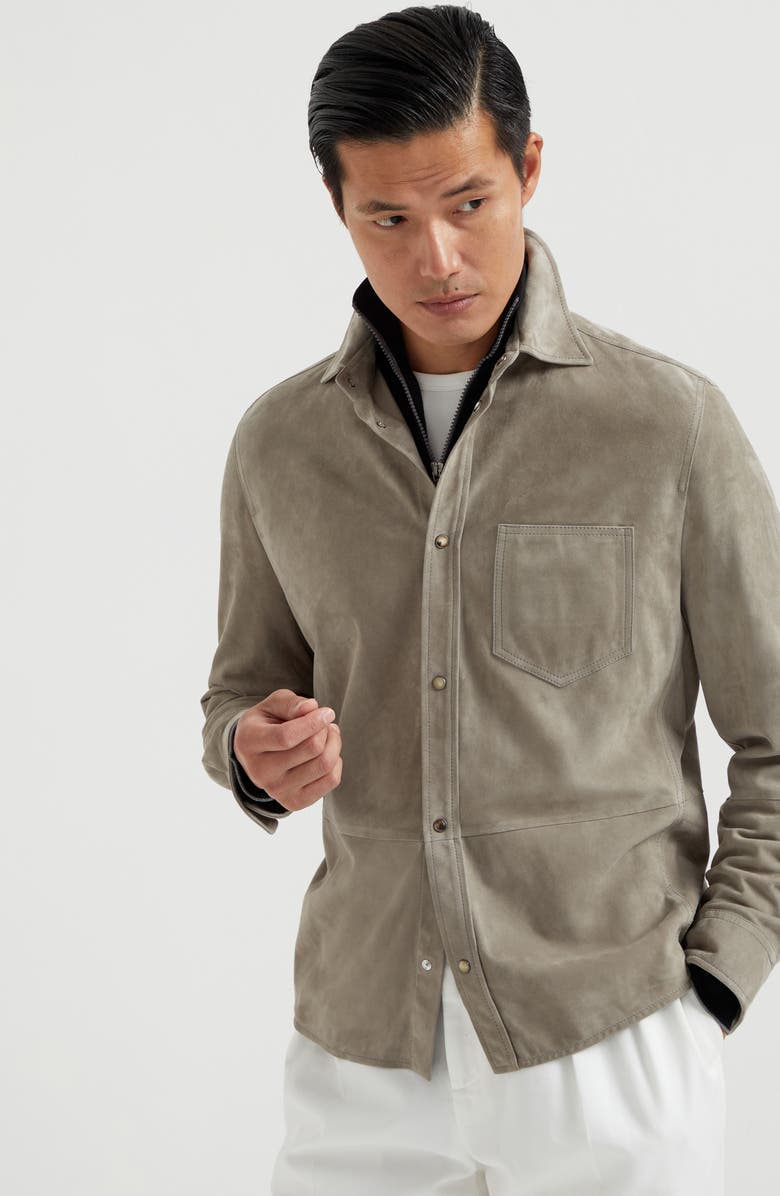 Brunello Cucinelli Double-face suede overshirt, Alternate, color,