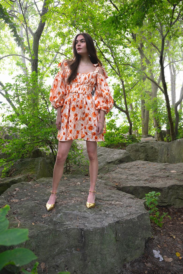 Aurelia Mini Off-Shoulder Dress, Alternate, color, Floral