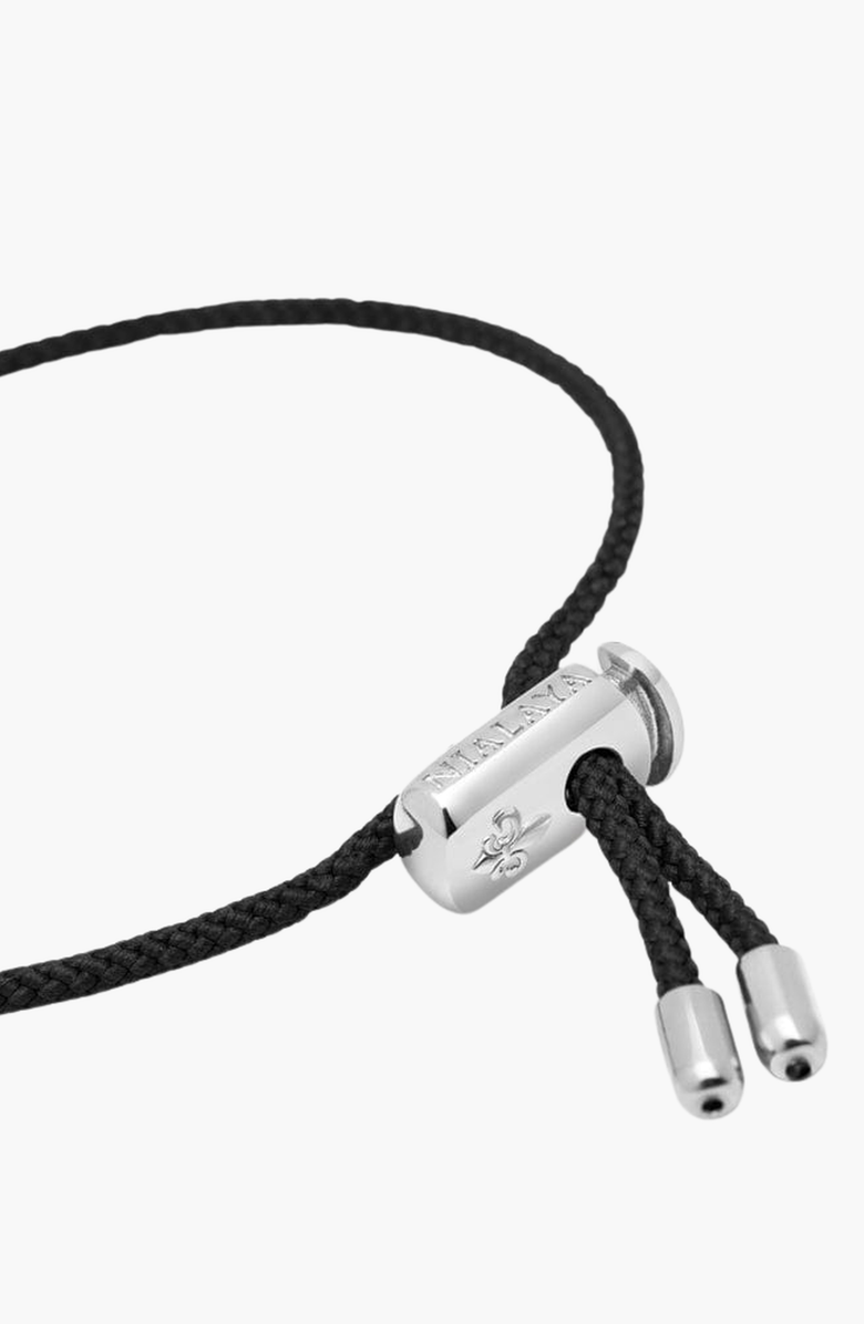 Nialaya Black String Adjustable Silver Lock Bracelet, Alternate, color, Black/Silver