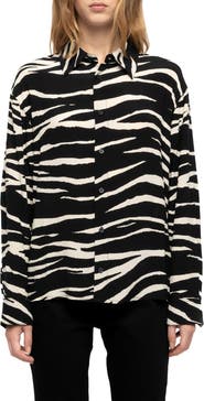 Zadig & Voltaire Tyrica Zebra Print Long Sleeve Shirt