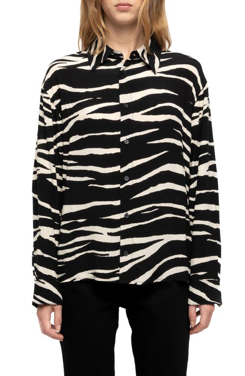 Zadig & Voltaire Tyrica Zebra Print Long Sleeve Shirt In Black