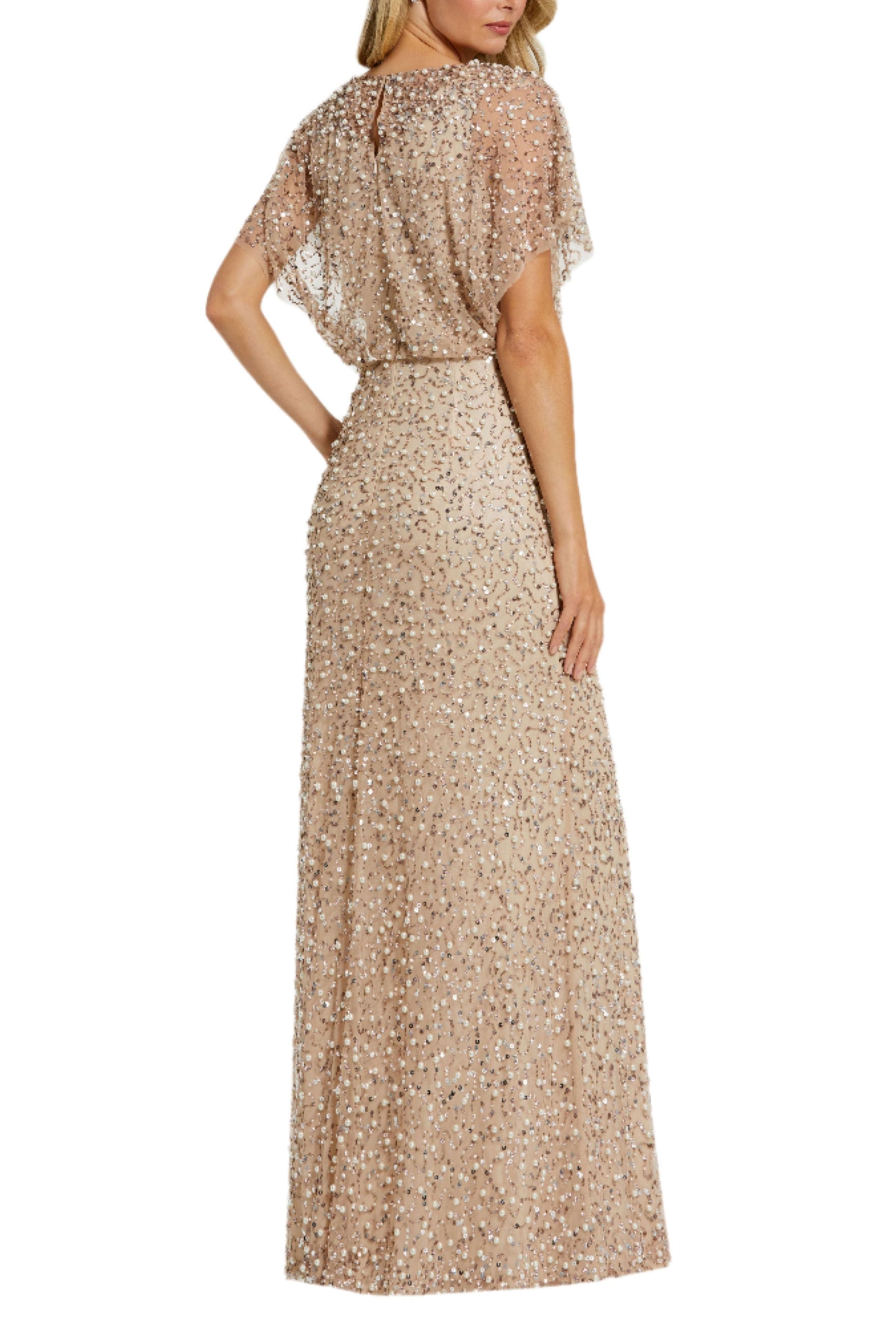 Beaded Mesh Gown With Shawl - image 2