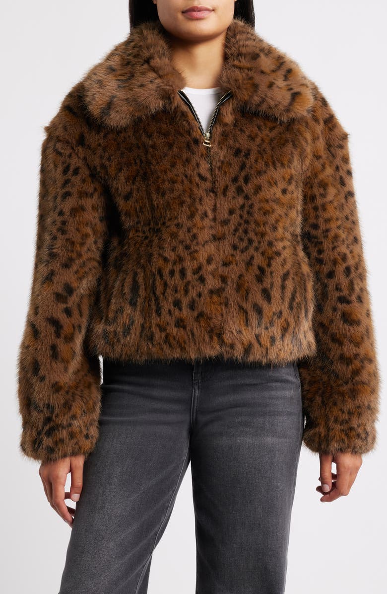 BCBG Cropped Faux Fur Jacket, Alternate, color,