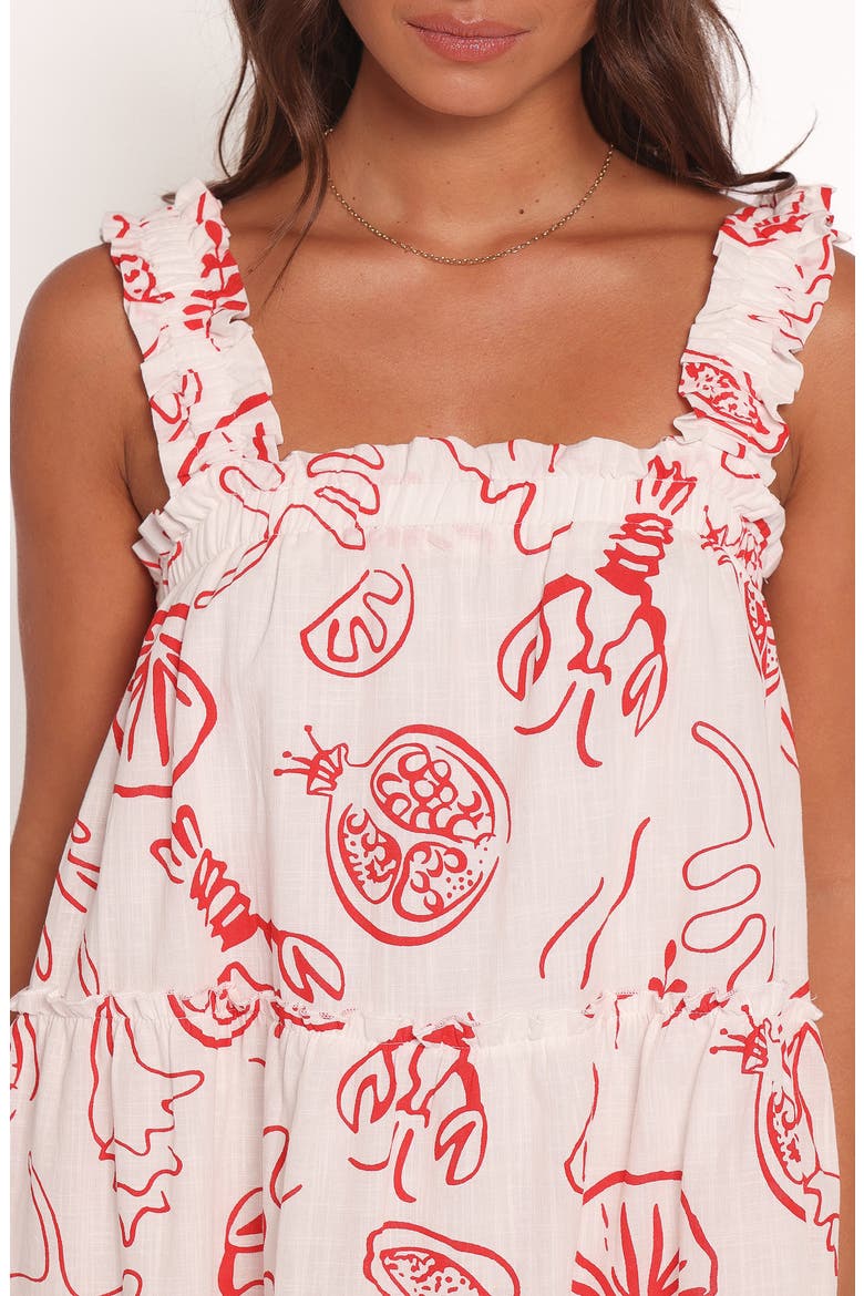 Elena Printed Cotton Sundress, Alternate, color, RED LOBSTER