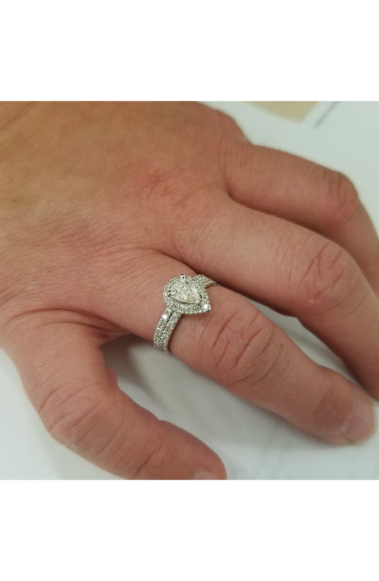 Bliss Diamond 1 1/10ct Pear Halo Diamond Engagement Wedding Ring Set 14k Gold Lab Grown, Alternate, color, 14K White Gold