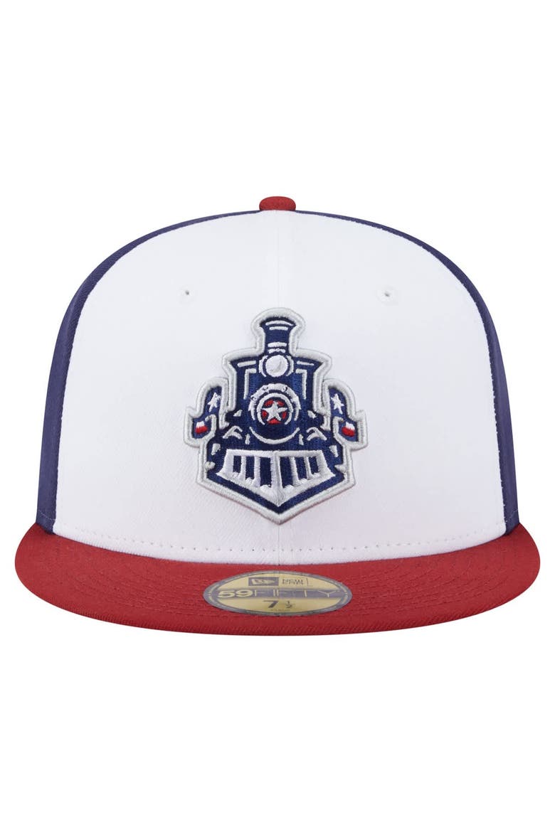 Men's New Era  White/Red Round Rock Express Authentic Collection 59FIFTY Fitted Hat, Alternate, color, White