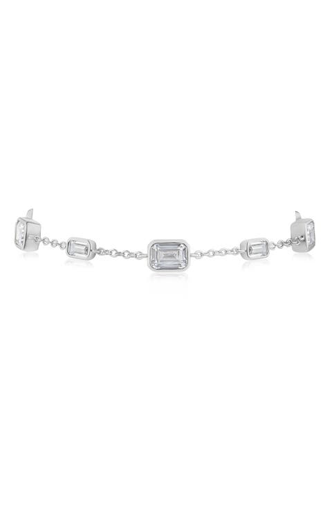 Emerald Cut Cubic Zirconia Station Bracelet