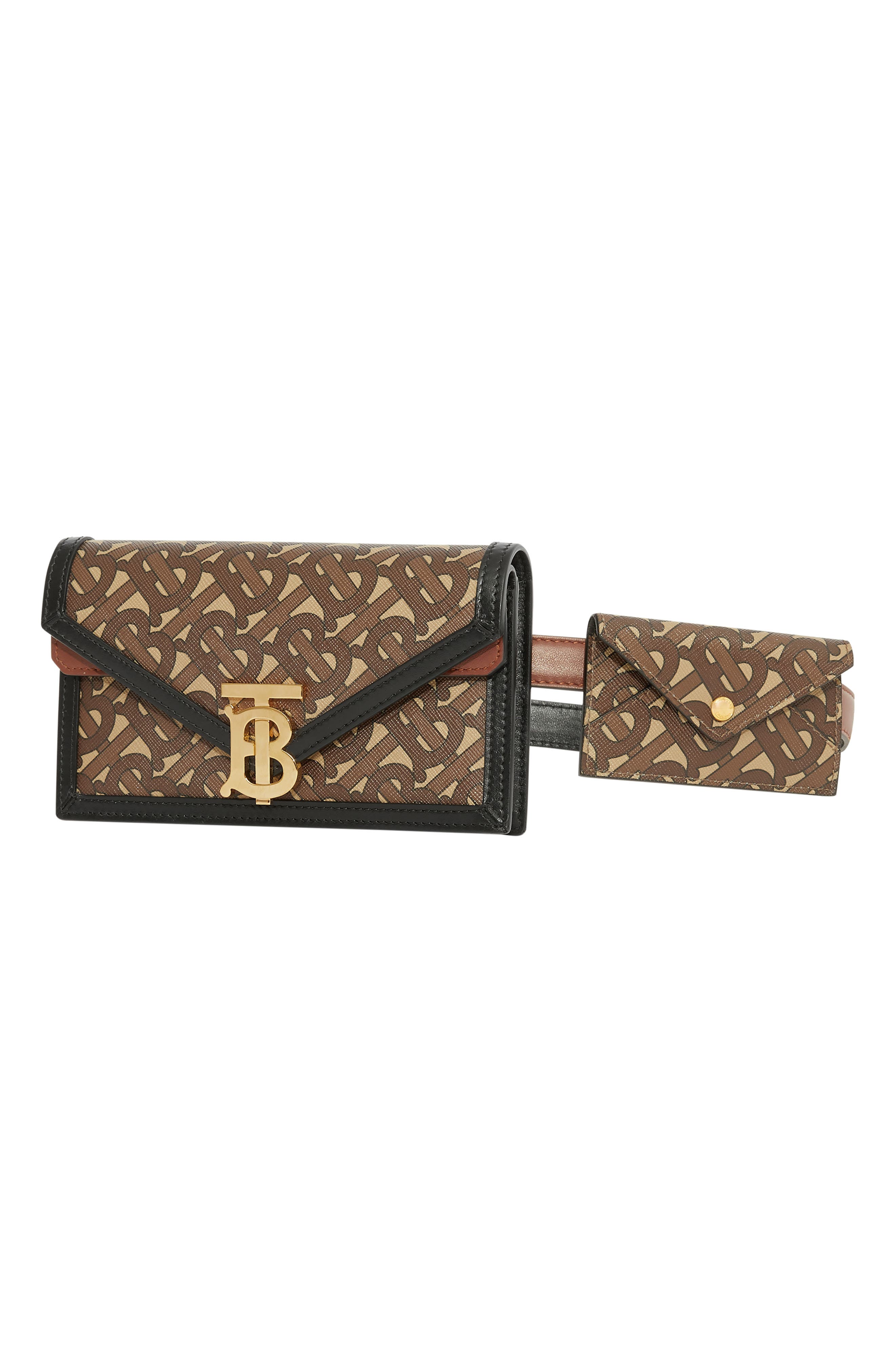 TB Monogram Wallet & Card Case Canvas Belt Bag, Alternate, color, BRIDLE BROWN